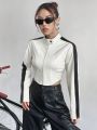 SHEIN Coolane Color-block Pu Jacket