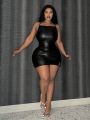 SHEIN Slayr Plus Size Faux Leather Cami Dress For Women