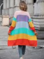 Color Block Drop Shoulder Duster Cardigan