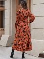 SHEIN Clasi Solid Color Floral Print Dress