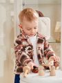 SHEIN Baby Boy Geo Print Flannel Coat Without Tee