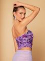 Minami Tie Dye Ruched Side Crop Tube Top