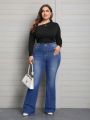 Plus Size Bodycon Elegant Slim Fit Denim Flared Pants