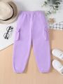 Little Girls' Casual And Fashionable Sports Pants With Side Pockets For Autumn And Winter