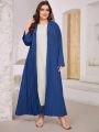 SHEIN Najma Plus Size Zipper Belted Arab Style Dress With Pleats