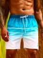 SHEIN Men's Gradient Drawstring Beach Shorts