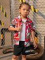 SHEIN Kids Cooltwn Toddler Boys' Short Sleeve Comfortable Basic Shirt