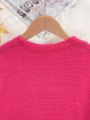 SHEIN Girls Expression Pattern Drop Shoulder Sweater