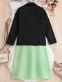 Teenage Girls' Elegant And Casual Urban Suit Jacket And Suspender Skirt Two-piece Set