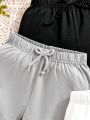 SHEIN Kids EVRYDAY Little Girls' Knotted Waistband Shorts