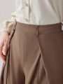 SHEIN Modely Women's Pleated Wide Leg Long Pants