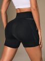 Wide Waistband Phone Pocket Side Biker Shorts