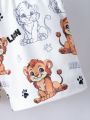 Fashionable Infant Boys' Casual Lion Pattern Short Sleeve T-Shirt And Shorts Set