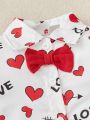 Baby Boy Heart & Letter Graphic Shirt With Shorts