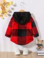 SHEIN Baby Girl Buffalo Plaid Print Hooded Coat Without Tee