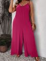 SHEIN VCAY Plus Size Women's Sleeveless Wide Leg Jumpsuit