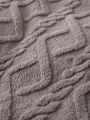 1pc 3d Embossed Solid Color Single Layer Coral Fleece All Seasons Blanket For Sofa Cover