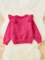 SHEIN Kids Nujoom Young Girl Ruffle Trim Cable Knit Sweater