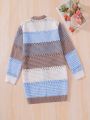 Tween Girl 1pc Color Block Duster Cardigan