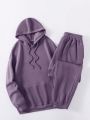 SHEIN Unity Butterfly & Letter Print Hoodie & Pants Fleece Warm-up Suit