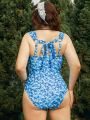 SHEIN Swim Mod Plus Size Women's One Piece Swimsuit With Floral Print