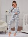 Cartoon Graphic Flannel PJ Set