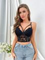 Floral Lace Harness Wireless Bra