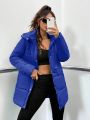 SHEIN Coolane Zip Up Snap Button Hooded Puffer Coat