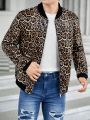 SHEIN Men Leopard Print Zip Up Bomber Jacket