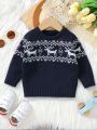 Baby Girls' Cute Christmas Cartoon Patterned Sweater