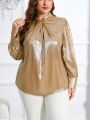 SHEIN Privé Plus Size Elegant Gold Party Shirt
