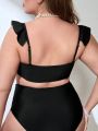 SHEIN Swim Chicsea Plus Size Solid Color Swimwear Top