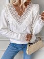 Guipure Lace Trim Sweater