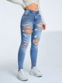 Women'S Slim Fit Distressed Denim Jeans