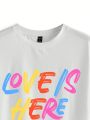 LM Estudio Plus Size Loose Fit Round Neck T-Shirt With Slogan Print