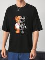 Manfinity LEGND Men's Knitted Mechanical Bear Pattern Short Sleeve T-Shirt