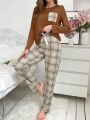 Plaid Long Sleeve Pajama Set