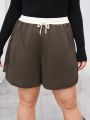 SHEIN Essnce Women's Plus Size Drawstring Waist Shorts