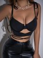 SHEIN BAE Black Bra Strap Women Vest New Year'S Vest Valentine's Day Vest