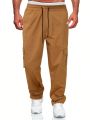 Men's Solid Color Casual Pants With Pocket Design