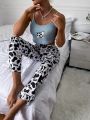 Cartoon & Letter Graphic PJ Set