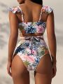 SHEIN Swim BohoFeel Ladies' Tropical Floral Printed Bikini Set