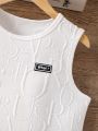 SHEIN Kids EVRYDAY Tween Boys' Letter & Emblems Detail Tank Top