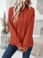 Women's Button Half Placket Drop Shoulder Sweatshirt