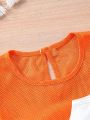 3pcs Baby Girl Street Fashion Mesh T-Shirt, Tank Top, Suspender Vest & Utility Skirt Set