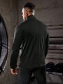 Men's Solid Color Zipper Stand Collar Sports Jacket