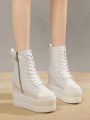 Ladies' High-top Wedge Heel Thick-sole Canvas Boots