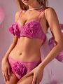 SHEIN Women's Sexy Valentine's Day Lingerie With 3d Flower Decoration