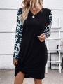 Graphic Print Twist Hem Dress