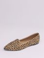 Cheetah Print Pointed Toe Slip On Ballet Flats